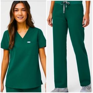 Hunter Green Figs Scrubs SET S/S